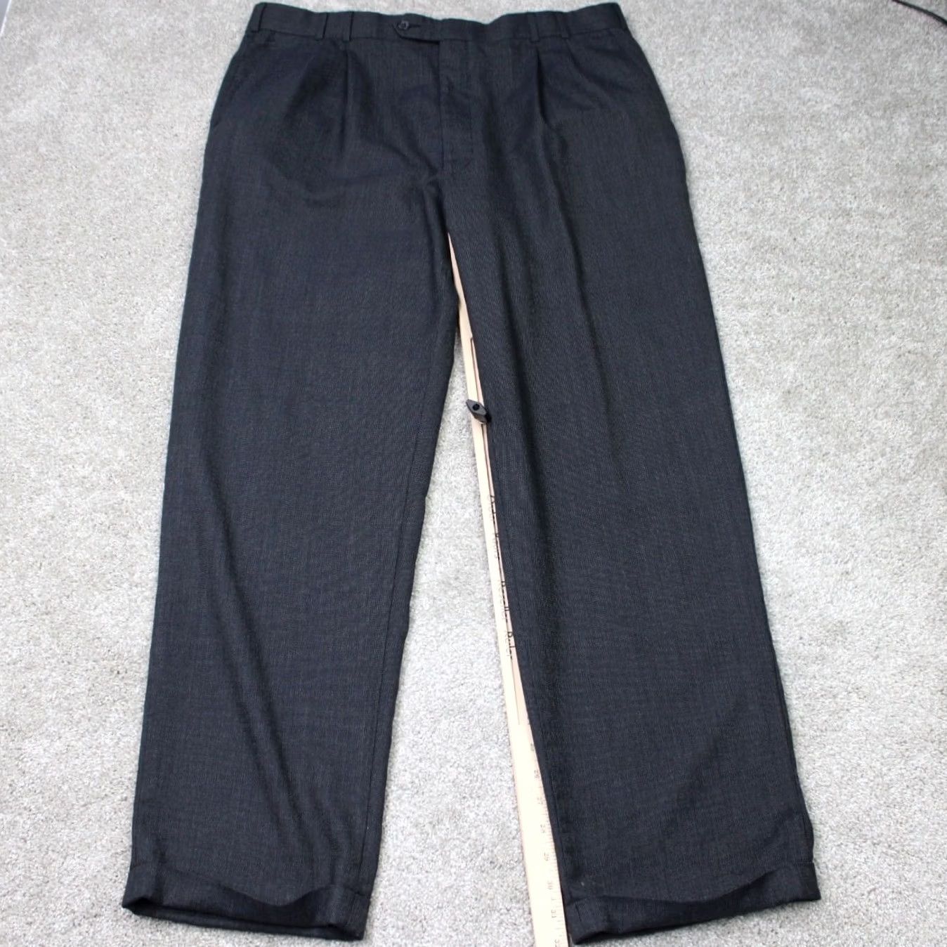 Joseph Joseph & Feiss International Trio Pants Mens 40x32 Gray Pleated Wool Cuffed Dress Pants Regular Straight 100% Wool Preppy Vintage: No Size US 40 / EU 56 - 3 Thumbnail