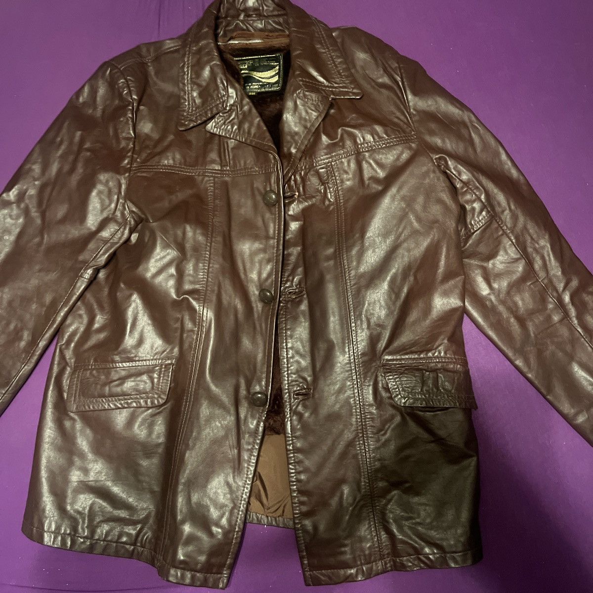 Original Montgomery Vintage brown leather jacket Size US L / EU 52-54 / 3 - 1 Thumbnail