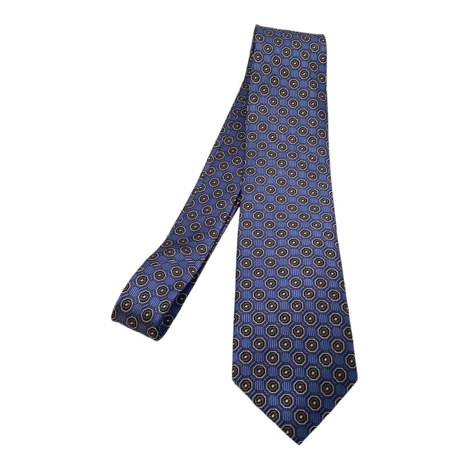 Other JZ RICHARDS Blue Geometric Luxury Silk Tie Hand Made In USA Size ONE SIZE - 5 Thumbnail