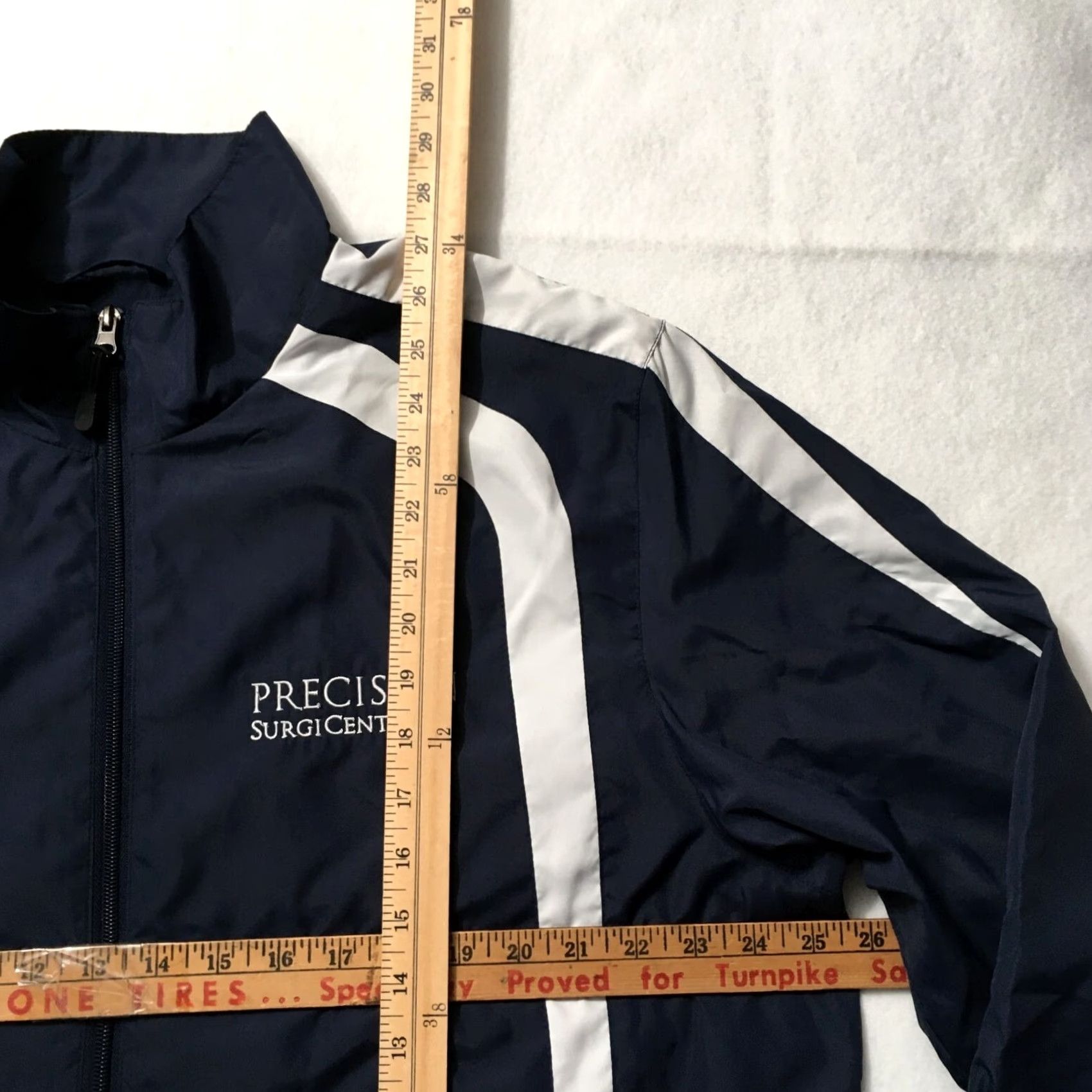 Vintage Navy blue Mens Sport-Tek Jacket Windbreaker Logo Stripe Hoodie Shirt? Size US L / EU 52-54 / 3 - 5 Thumbnail