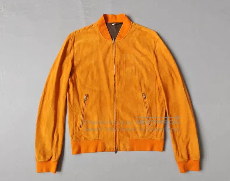 Hermes Hermes Leather jacket, orange yellow, suede classic jacket Size US M / EU 48-50 / 2 - 1 Thumbnail