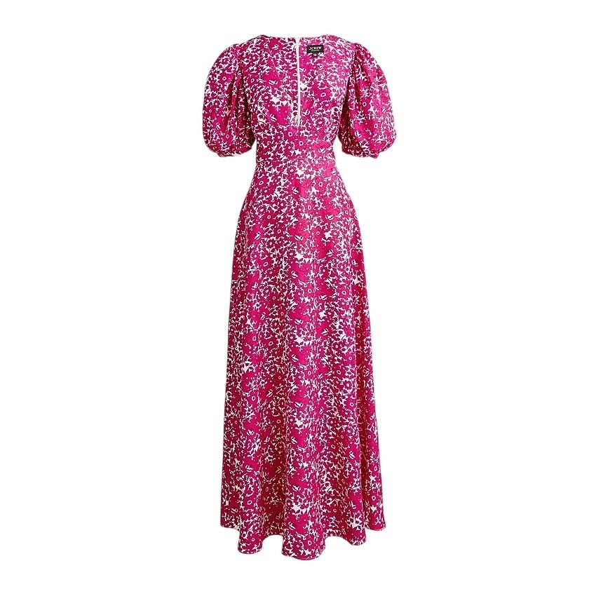 J.Crew New Puff Sleeve V-neck Drapey Floral Maxi Dress $298 Sz 00 Size XXS / US 00 / IT 34 - 2 Thumbnail