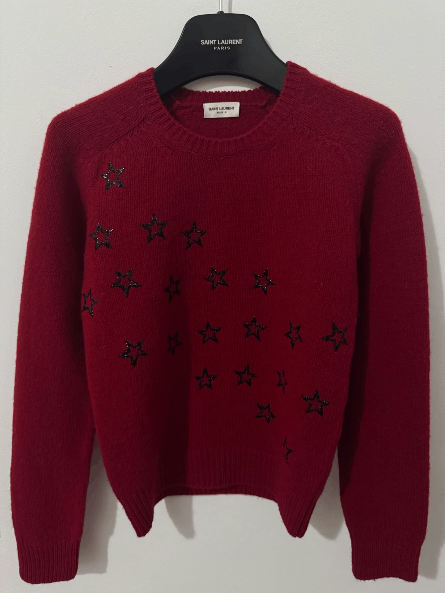 Saint Laurent Paris Saint Laurent Red Star Embroidered Sweater Size S / US 4 / IT 40 - 1 Thumbnail