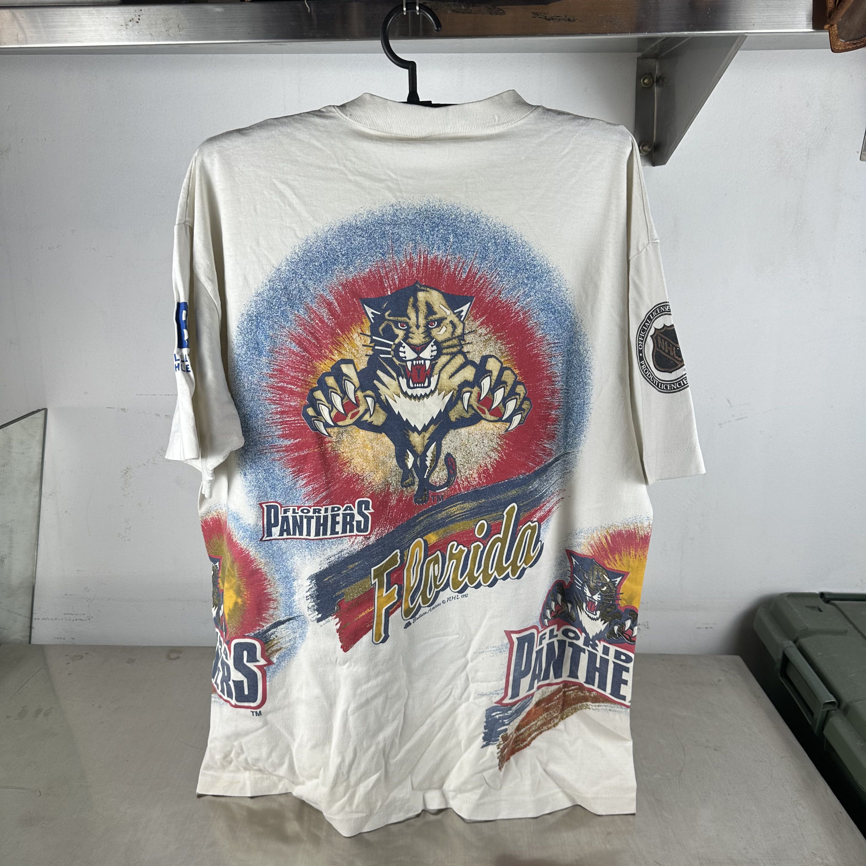 Vintage ​​​​90s Florida Panthers Bulletin Athletic NHL AOP T-shirt Size US XL / EU 56 / 4 - 3 Thumbnail