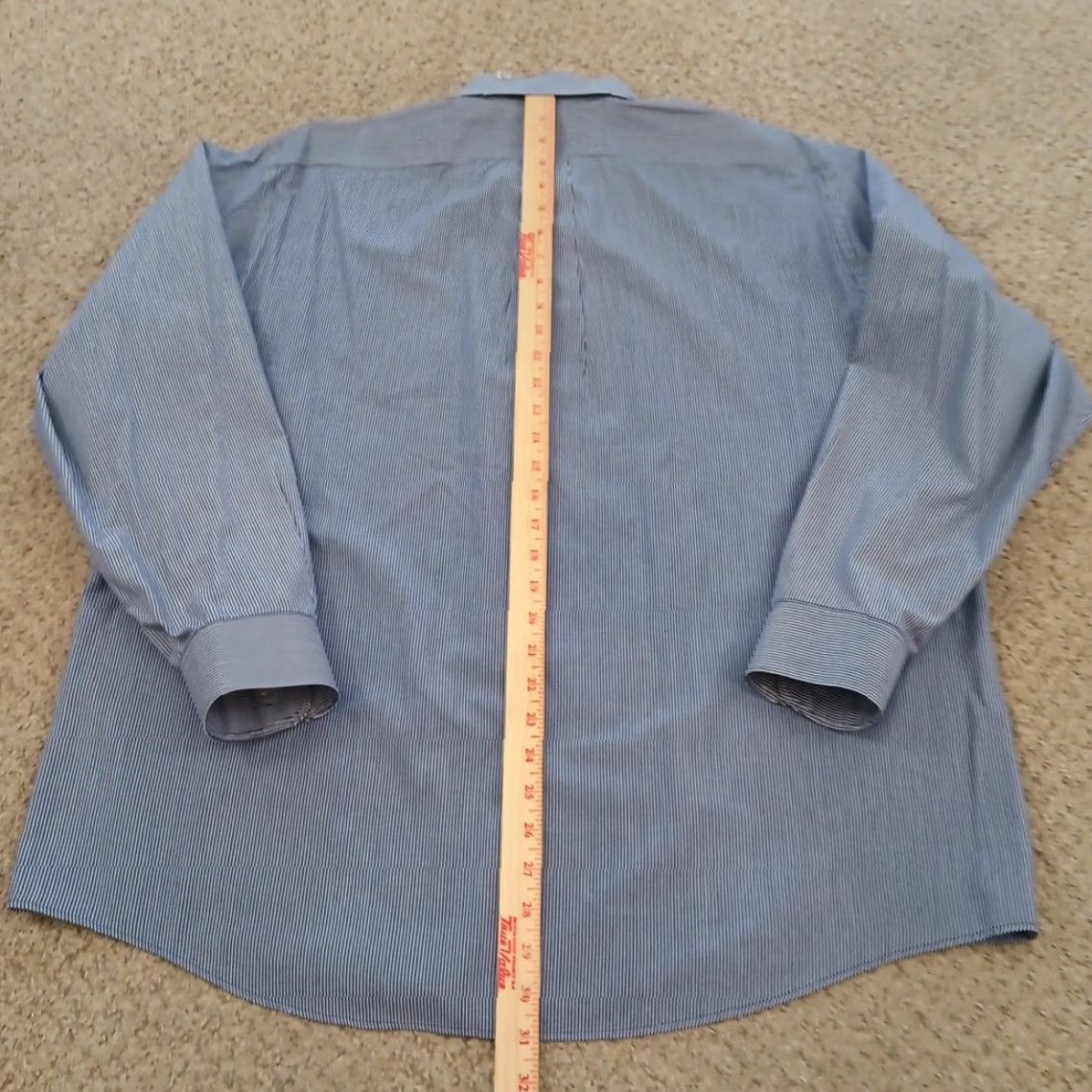 Van Heusen Van Heusen Shirt Mens XL Blue Striped Long Sleeve Button-Up Cotton Blend Size US XL / EU 56 / 4 - 6 Thumbnail