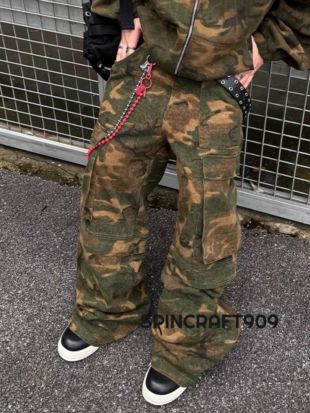 Vintage Baggy Cargo Camo Wide Leg Flare Pants Size US 34 / EU 50 - 4 Thumbnail