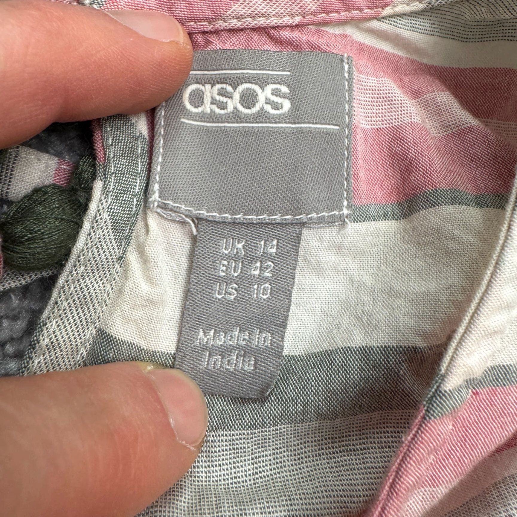 Asos ASOS Jumpsuit Womens 10 Pink Striped Cotton Wide Leg Open Back Casual Travel Bohemian Size 32" / US 10 / IT 46 - 5 Thumbnail