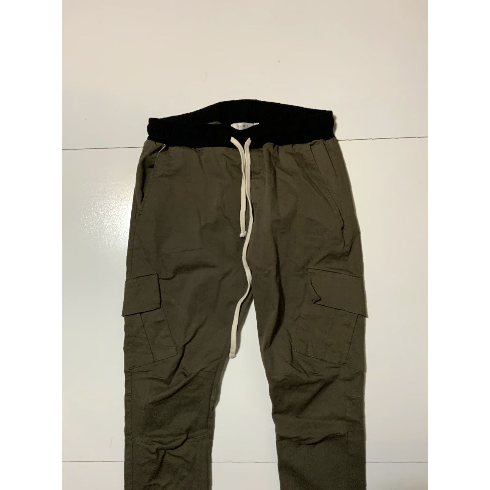MNML MNML Los Angeles Slim Fit Olive Green Cargo Drawstring Utility Pants M Men Cargo Pants Slim Drawstring 32in Inseam Regular Size Olive Green Mens Size US 31 - 4 Thumbnail