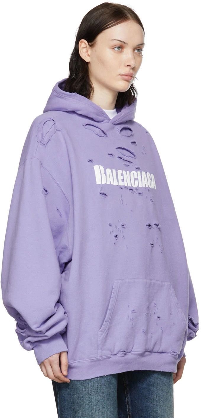 Balenciaga o1in1g1124 Caps Destroyed Hoodie in Purple Size XS / US 0-2 / IT 36-38 - 2 Thumbnail