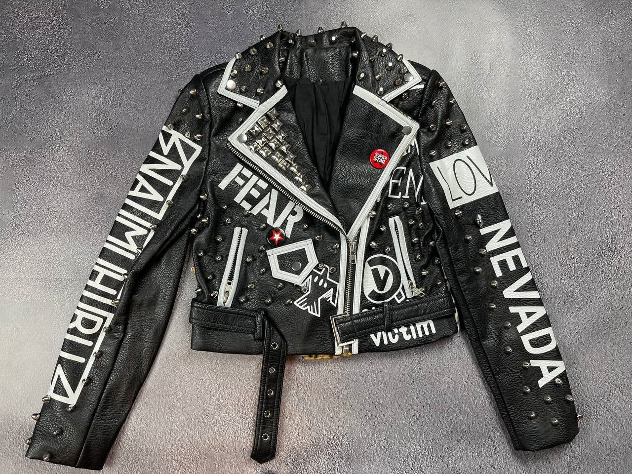 Japanese Brand Women's patched leather rock jacket Size S / US 4 / IT 40 - 1 Thumbnail