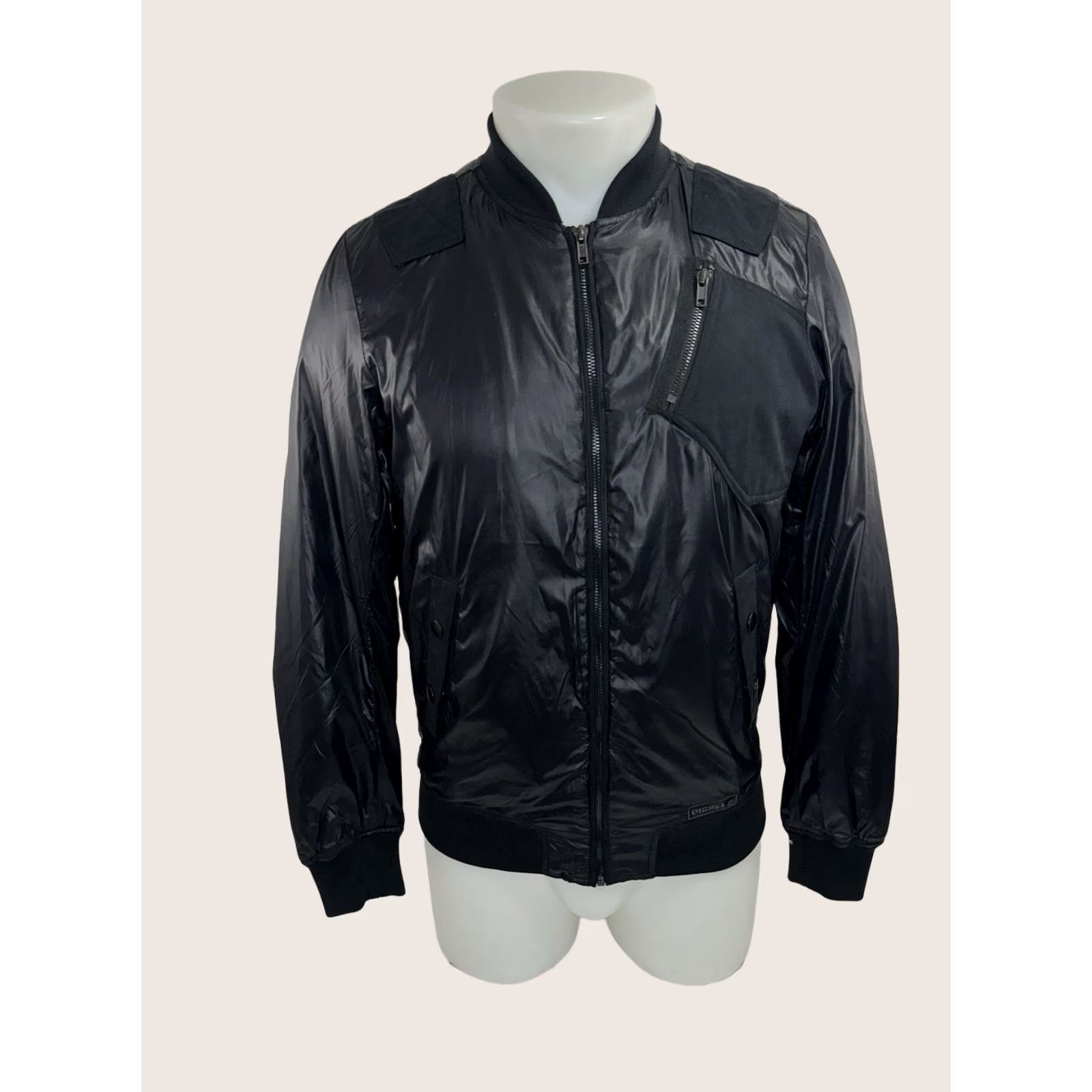Diesel DIESEL Bomber Jacket Black S Mens Military Parachute Material Patches Flight Jacket Size US S / EU 44-46 / 1 - 1 Thumbnail
