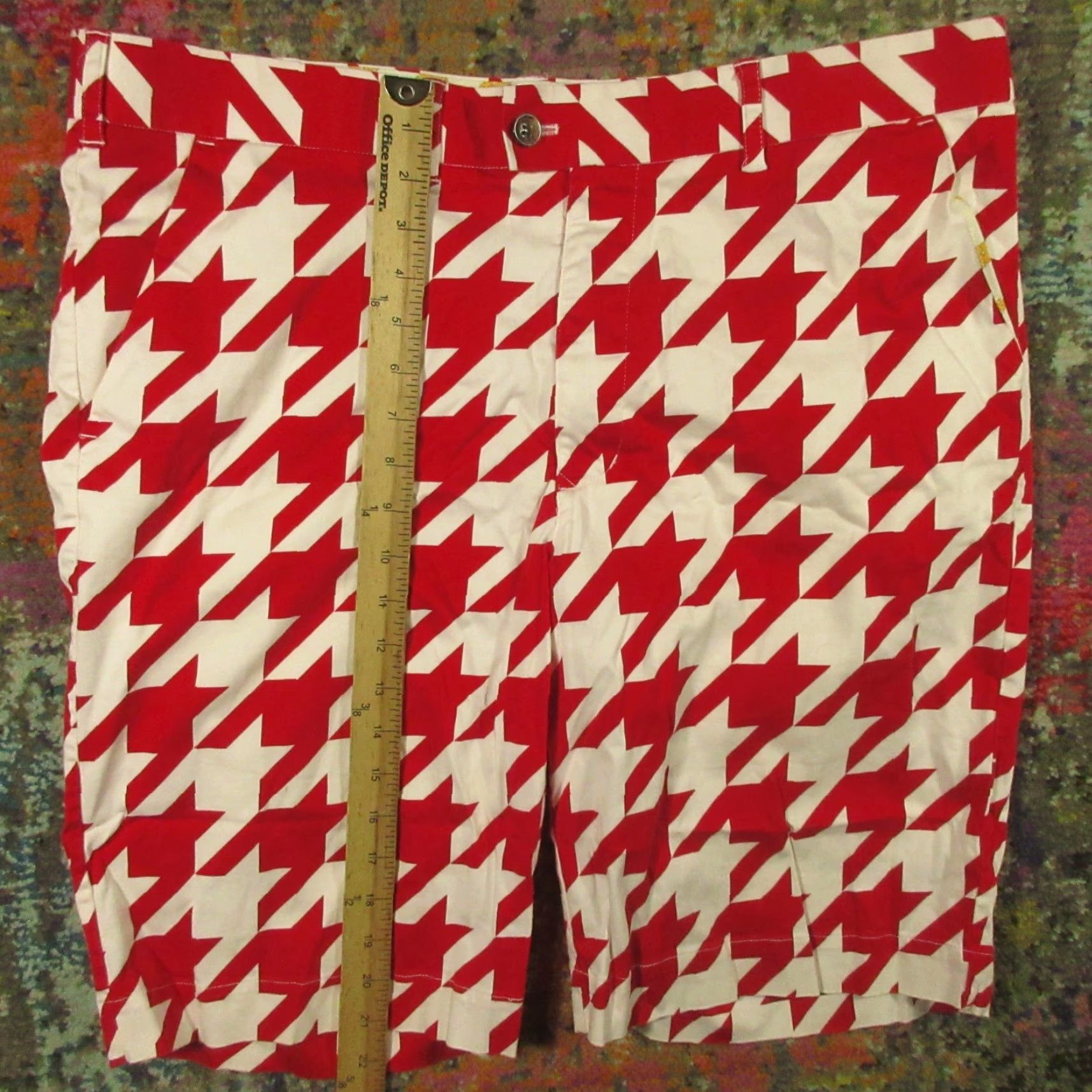 Gloverall Loudmouth Golf Shorts Men’s 40 Red White Geometric All Over Print Stretch Cotton Twill Size US 40 / EU 56 - 5 Thumbnail