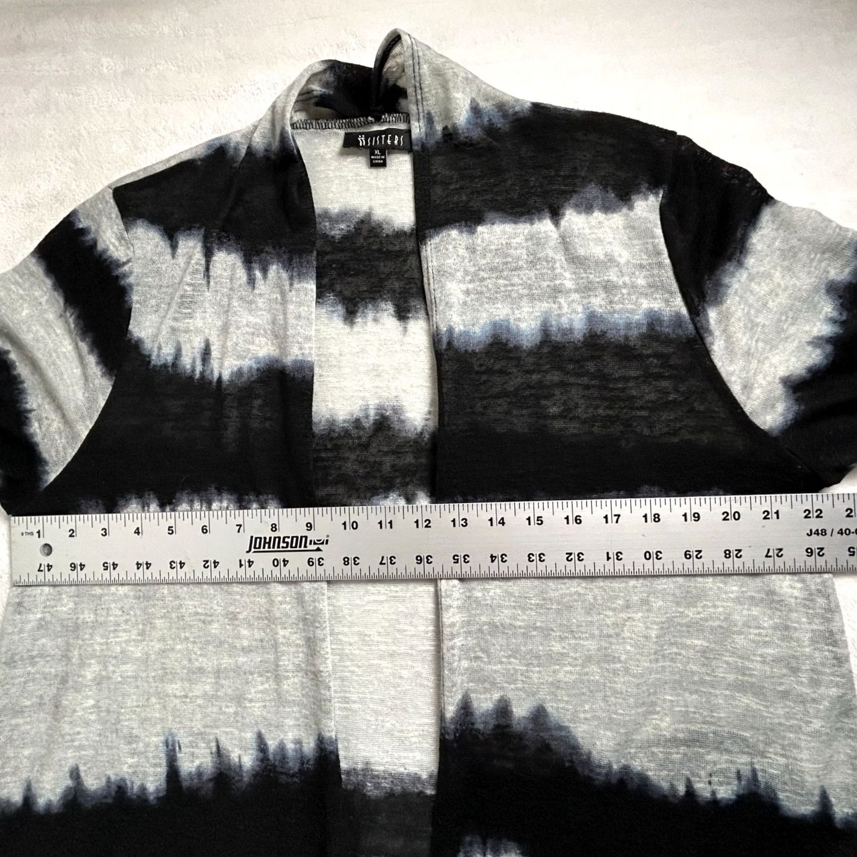 Vintage Sisters Cardigan Womens Black & Gray Tie-Dye Knit Open Front Duster Sweater XL Size XL / US 12-14 / IT 48-50 - 6 Thumbnail