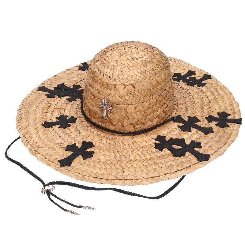 Chrome Hearts Small CH Cross Decorated Cross Patch Straw Hat | Grailed