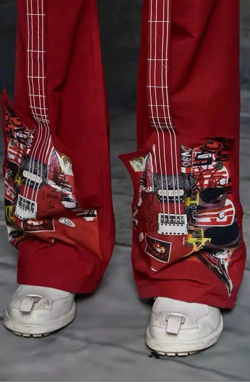 VIBE Punk rock guitar and bass printed Harajuku style trousers Size US 32 / EU 48 - 5 Thumbnail