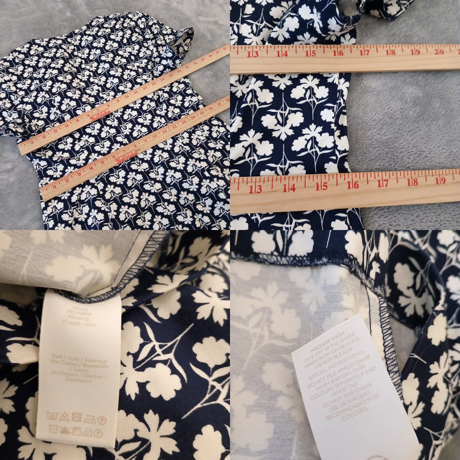 Boden Boden Pencil Dress Blue Floral Short Sleeve V Neck Cotton Blend 8P Petite Women Knee Length Ladies Mens Womens Size 30" / US 8 / IT 44 - 8 Thumbnail