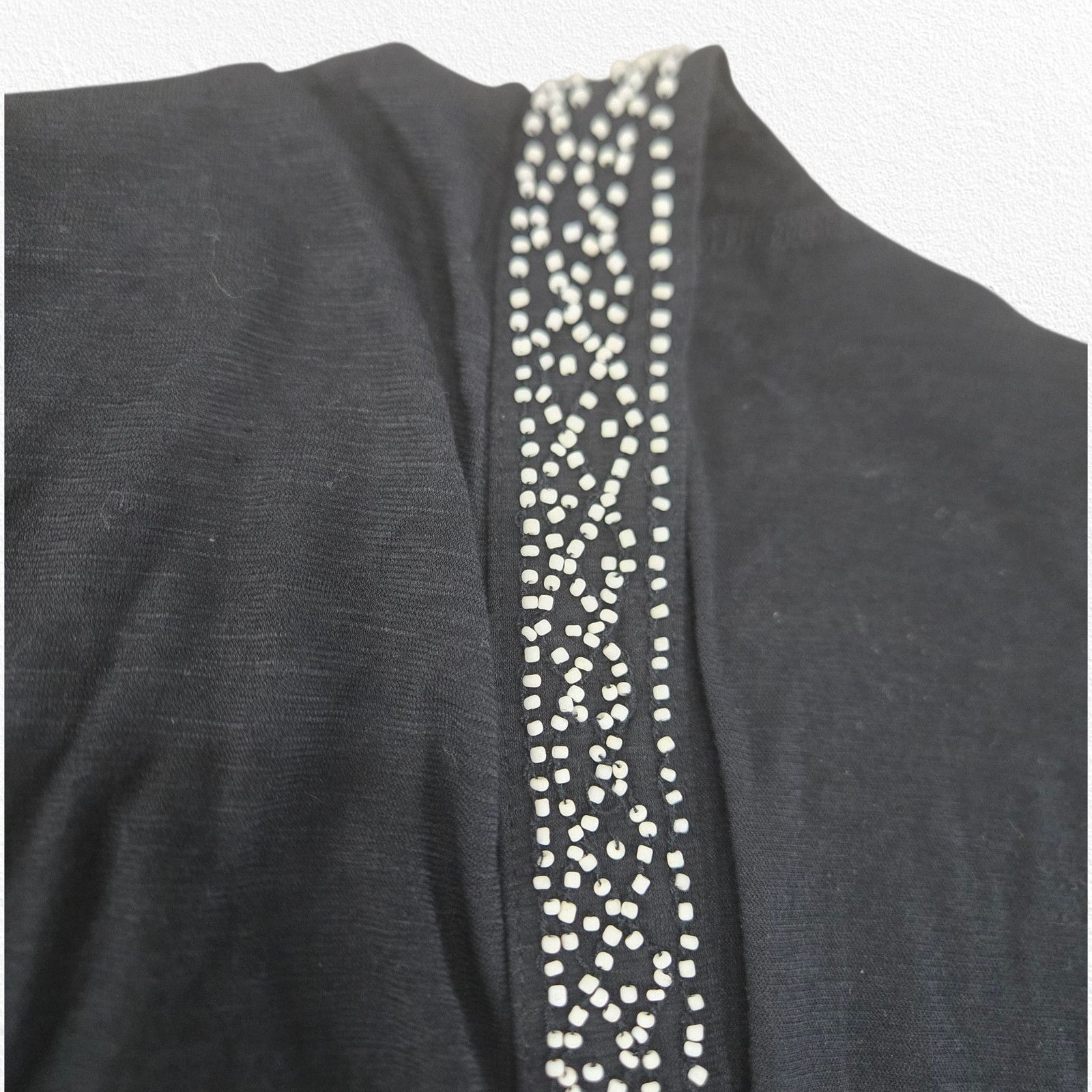Anthropologie Anthropologie Black Kimono Cardigan Beaded Boho Size Small Size S / US 4 / IT 40 - 4 Thumbnail
