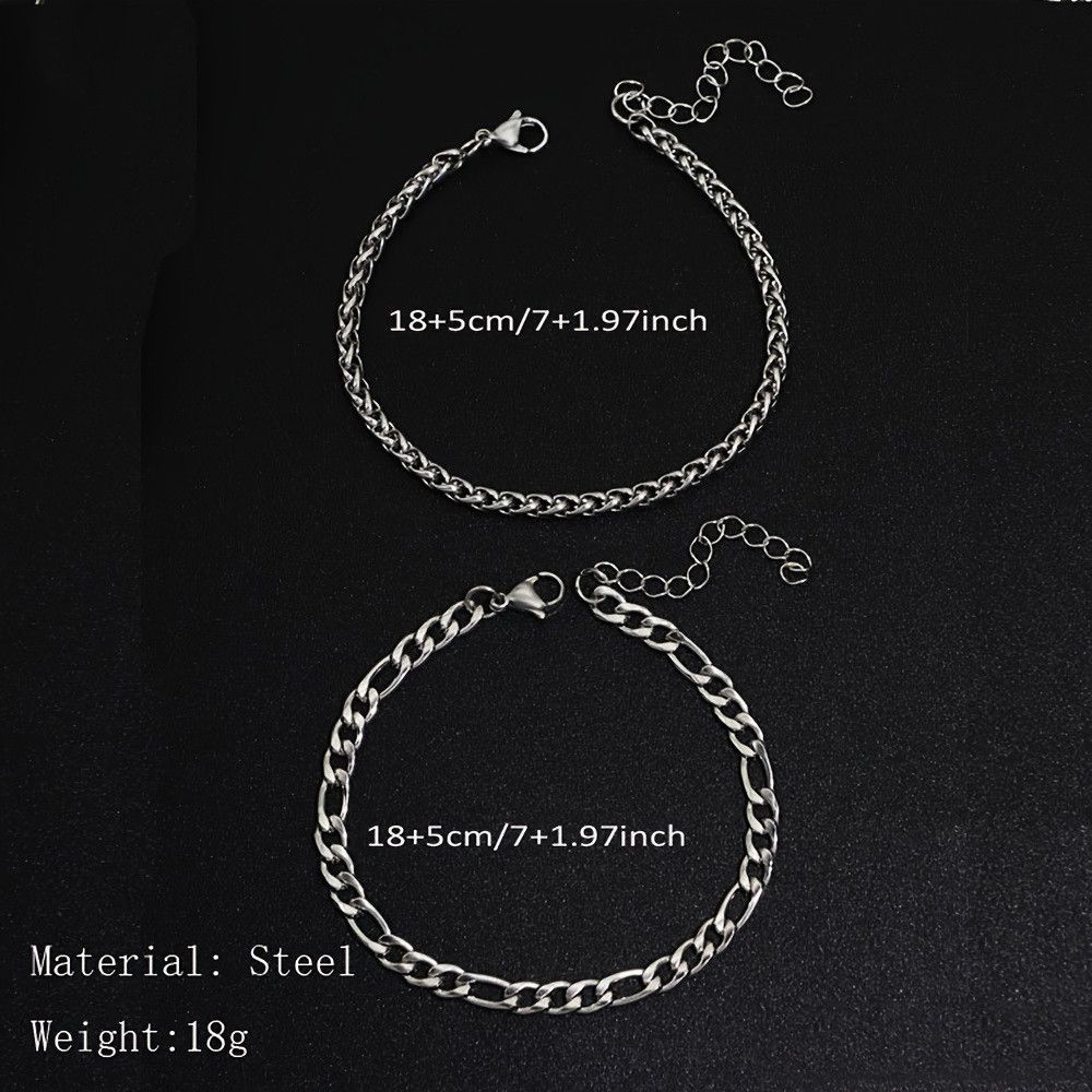 Japanese Brand Silver Double Curb Cuban Chain Bracelet Size ONE SIZE - 4 Thumbnail