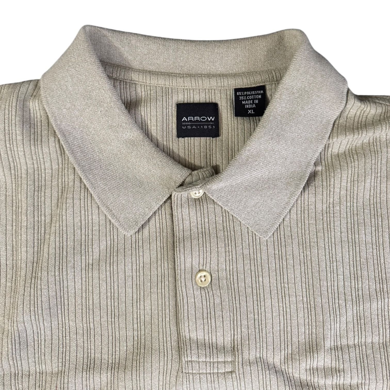 Arrow Arrow Beige Soft Polo with Horizontal Stripes Men’s XL Size US XL / EU 56 / 4 - 2 Thumbnail