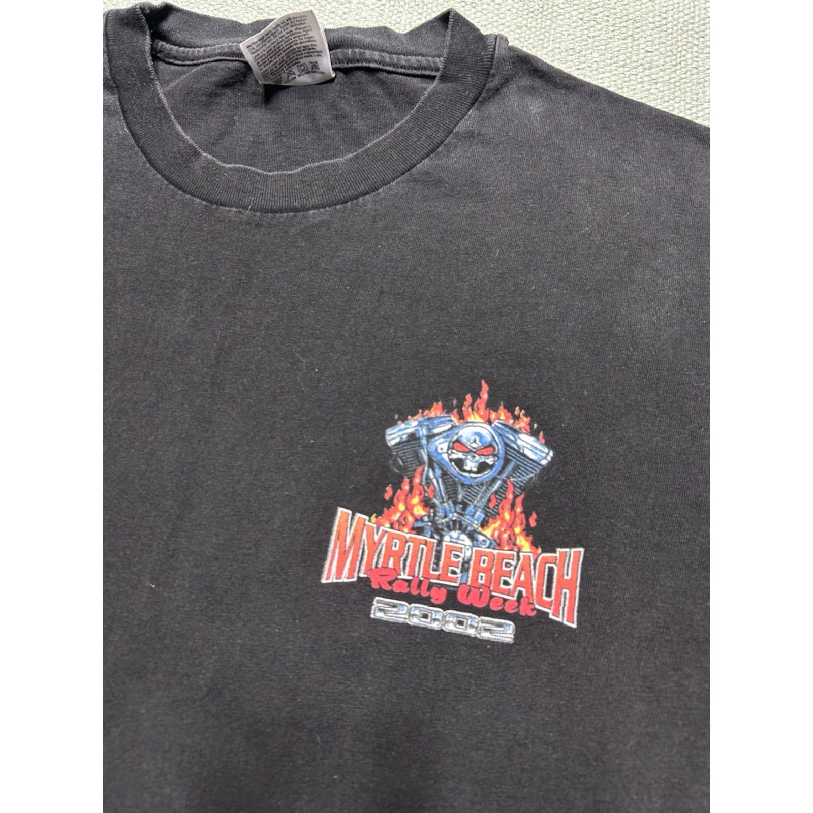 Harley Davidson VINTAGE Harley-Davidson T-Shirt Men L Black Biker Myrtle Beach Flames Skull 2000s (Y2K) Size US L / EU 52-54 / 3 - 4 Thumbnail