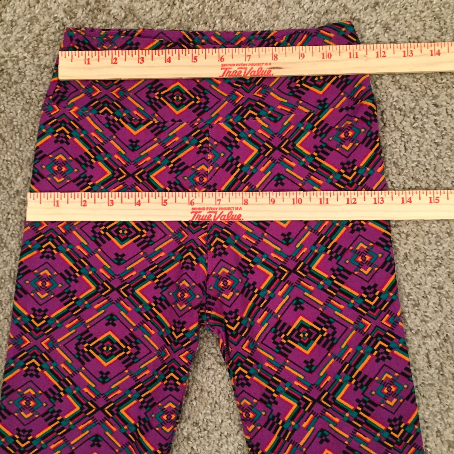 Vintage VINTAGE LuLaRoe Leggings One Size OS Purple Geometric NWOT Size 42" / US 20 - 2 Thumbnail