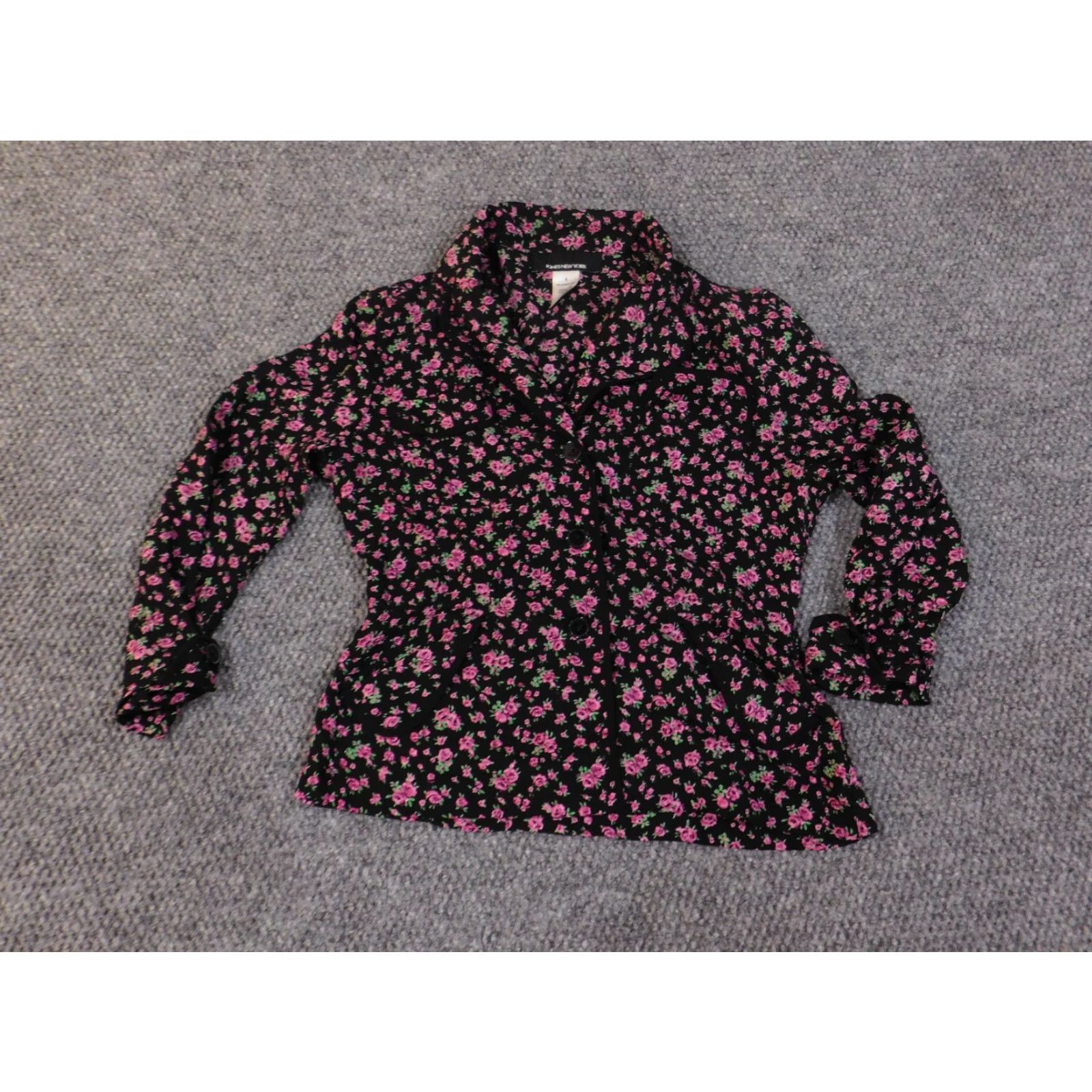 Jones New York Jones New York Blazer Women 6 Black Floral Silk Lightweight Button Jacket Coat Mid-Length Adults Mens? No Women Size M / US 6-8 / IT 42-44 - 2 Thumbnail