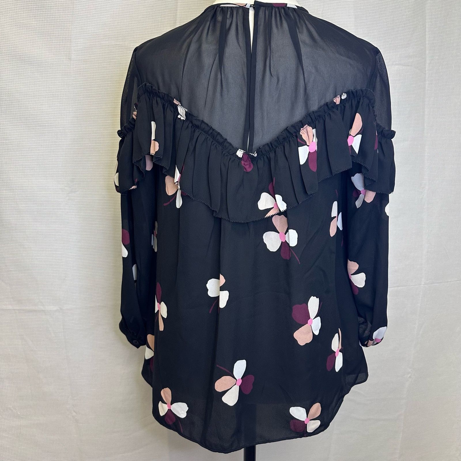 Kate Spade Kate Spade New York Floral Ruffle Sheer Blouse XS Size XS / US 0-2 / IT 36-38 - 5 Thumbnail
