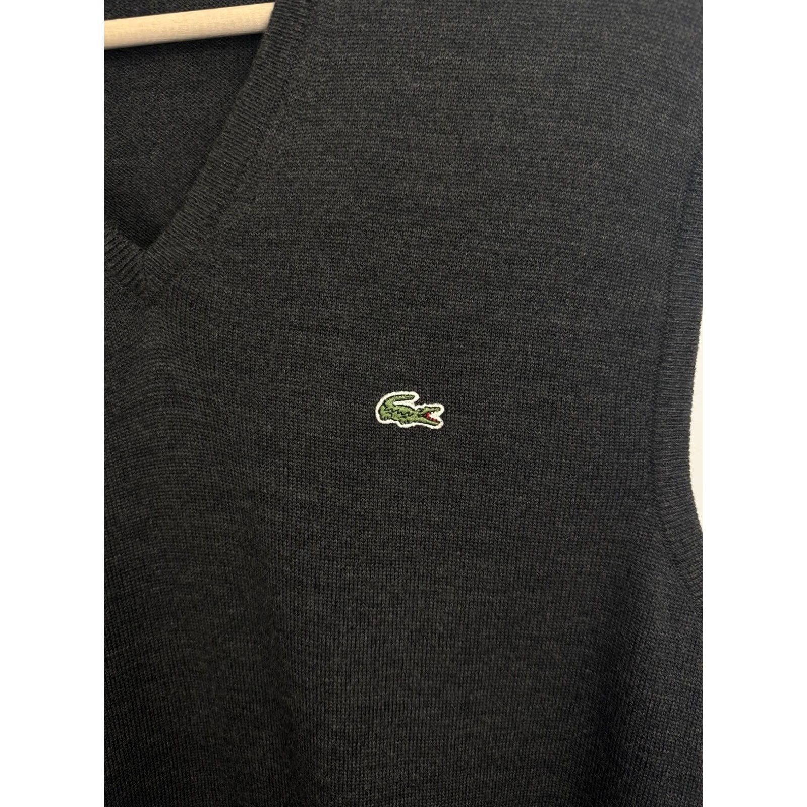 Lacoste VINTAGE Lacoste Wool Vest Sweater Men's 90s Made in France Gray M/L Vest Wool Sweater Men 90s France Vintage Size US L / EU 52-54 / 3 - 4 Thumbnail