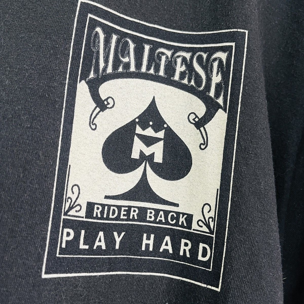 Vintage Faded Black MALTESE Rider Back Play Hard TShirt Size US L / EU 52-54 / 3 - 7 Thumbnail