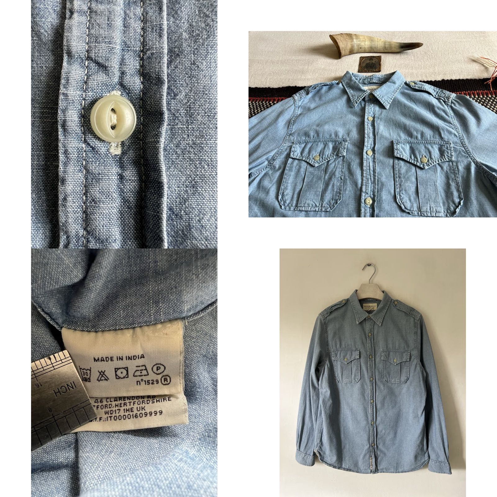 Vintage Denim & Supply Ralph Lauren Navy Shirt XL Chambray US Military Style Button-Up Mens Size US XL / EU 56 / 4 - 10 Thumbnail