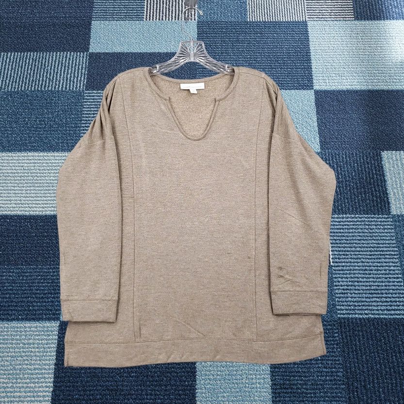 J. Jill J. Jill Sweater Womens M Medium Petite Brown Fleece Pullover V Neck Size M / US 6-8 / IT 42-44 - 1 Thumbnail