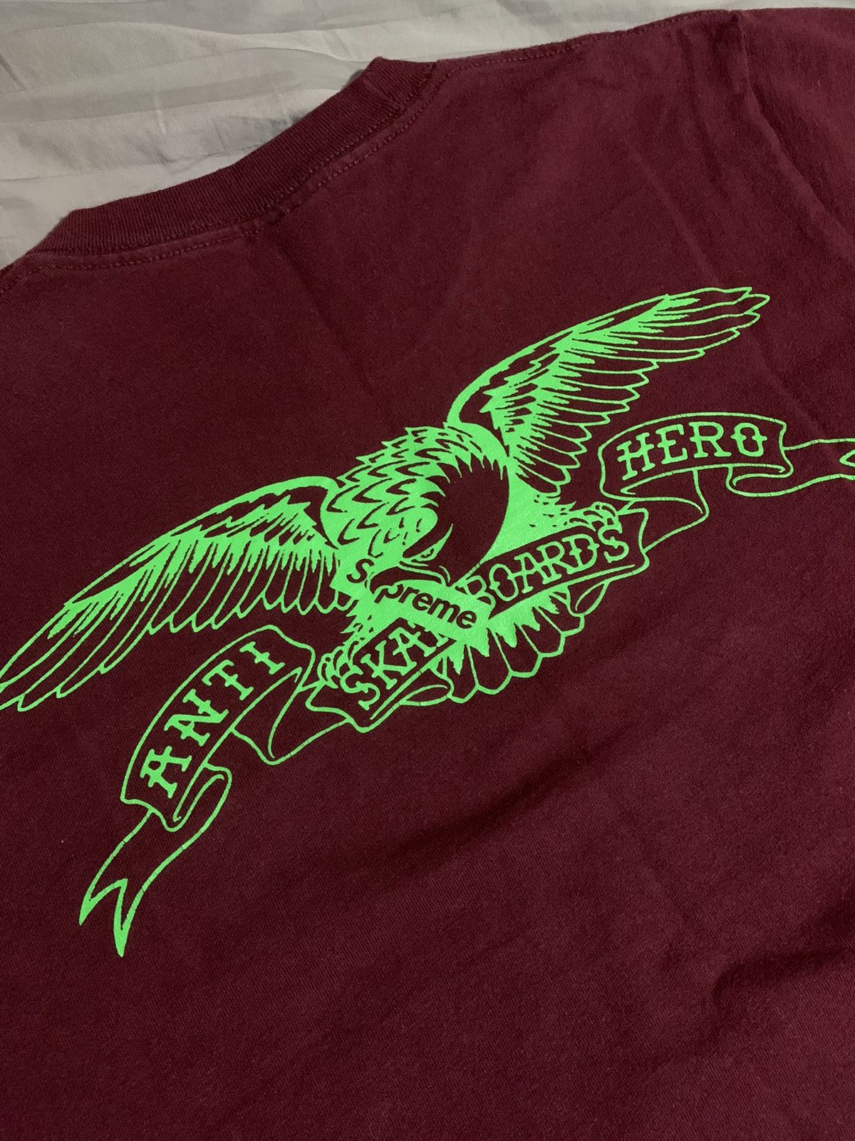 Antihero × Supreme SS16 Supreme Antihero Pocket Tee Burgandy Size US M / EU 48-50 / 2 - 1 Thumbnail