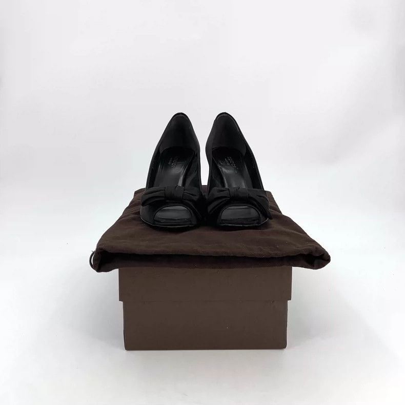 Gucci Gucci Black Bow Peep Toe High Heels-2506 Size US 5 / IT 35 - 8 Thumbnail