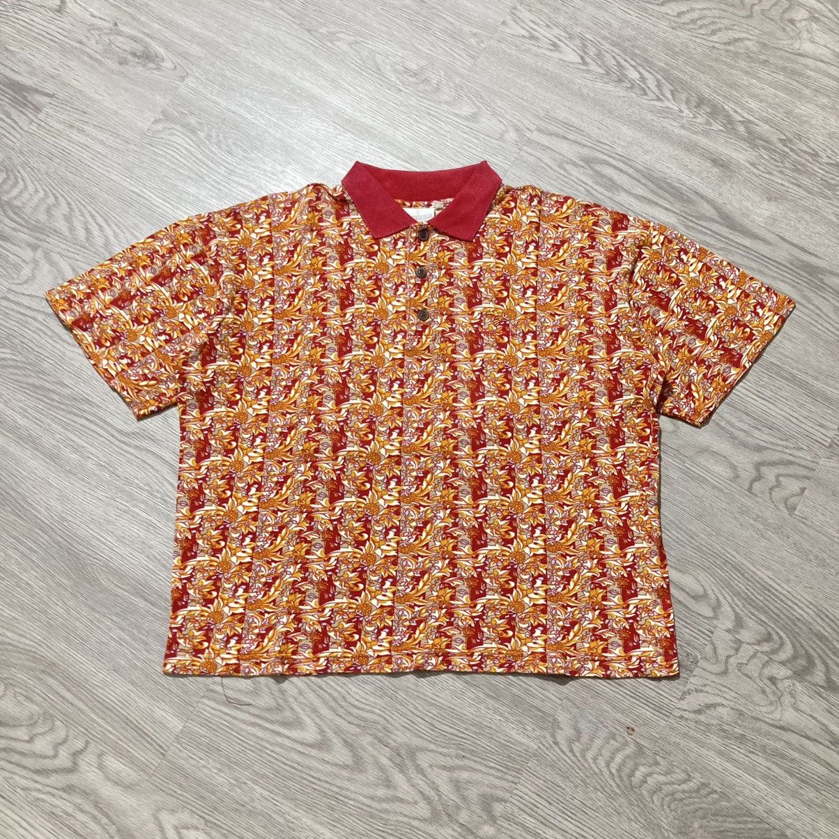 Trussardi 🇮🇹 1990s Vintage Trussardi Flower Motif Polo Tshirt Luxury Size US XL / EU 56 / 4 - 1 Thumbnail