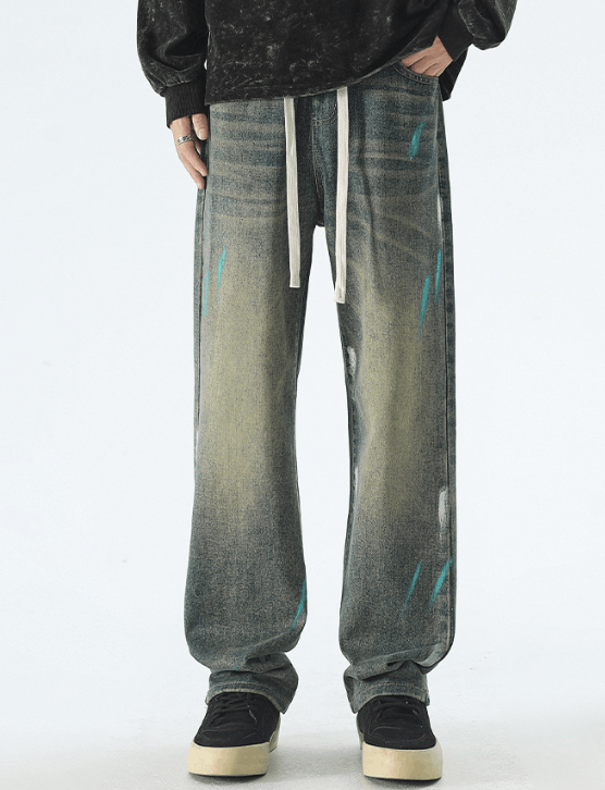 Japanese Brand × Jean American loose straight trendy ink-splashed versatile jeans Size US 32 / EU 48 - 1 Thumbnail