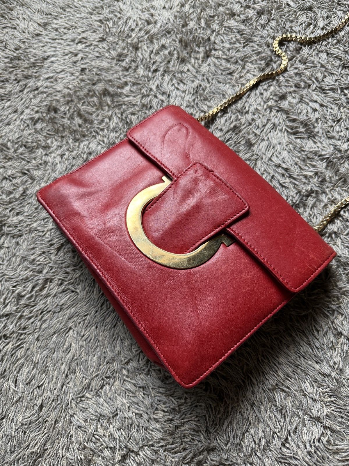 Salvatore Ferragamo Salvatore Ferragamo Red Lipstick Leather Thalia Shoulder Bag Size ONE SIZE - 5 Thumbnail