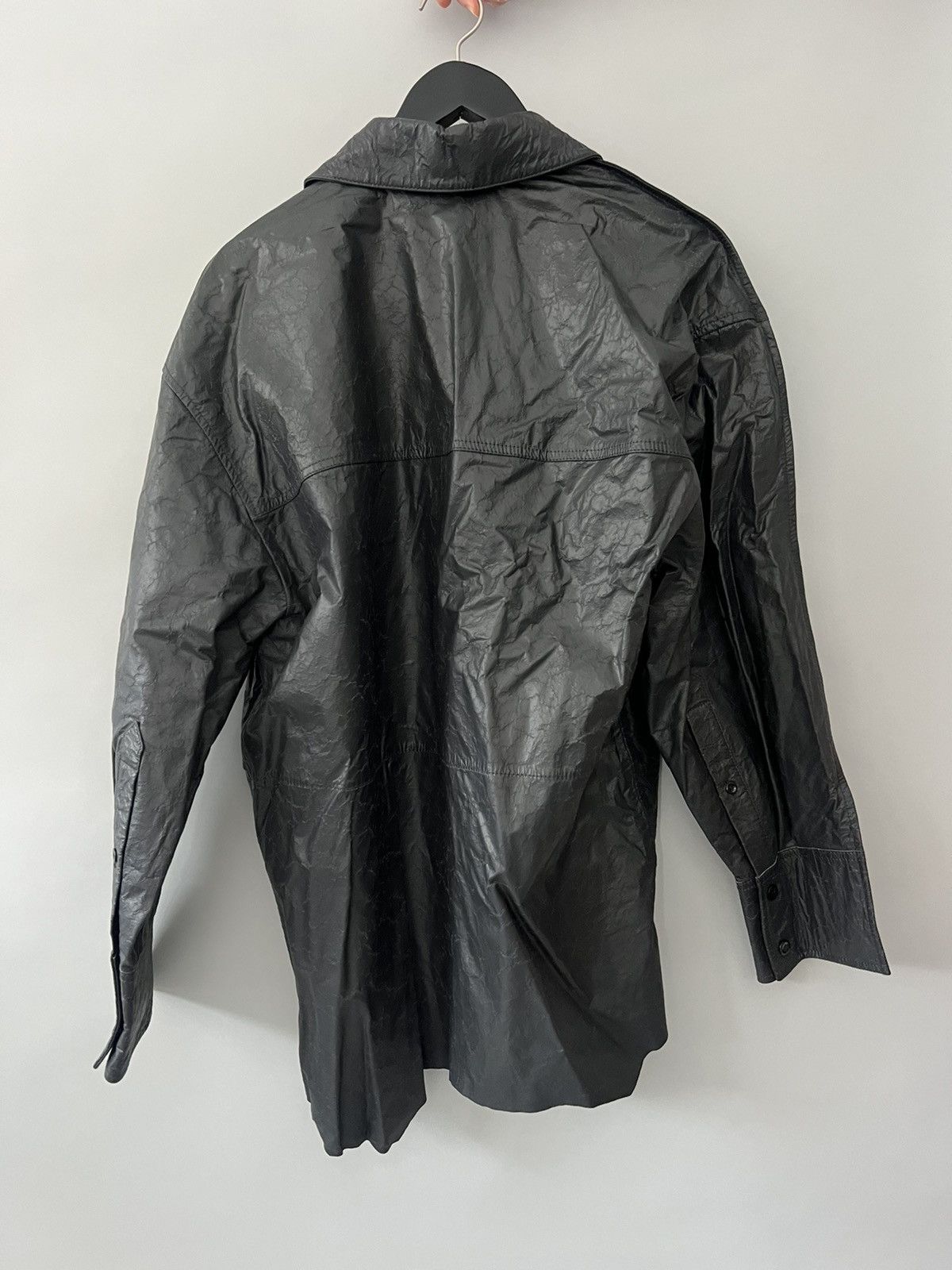 Acne Studios Acne Studios Asymmetric coated crinkled-leather shirt Size US S / EU 44-46 / 1 - 6 Thumbnail