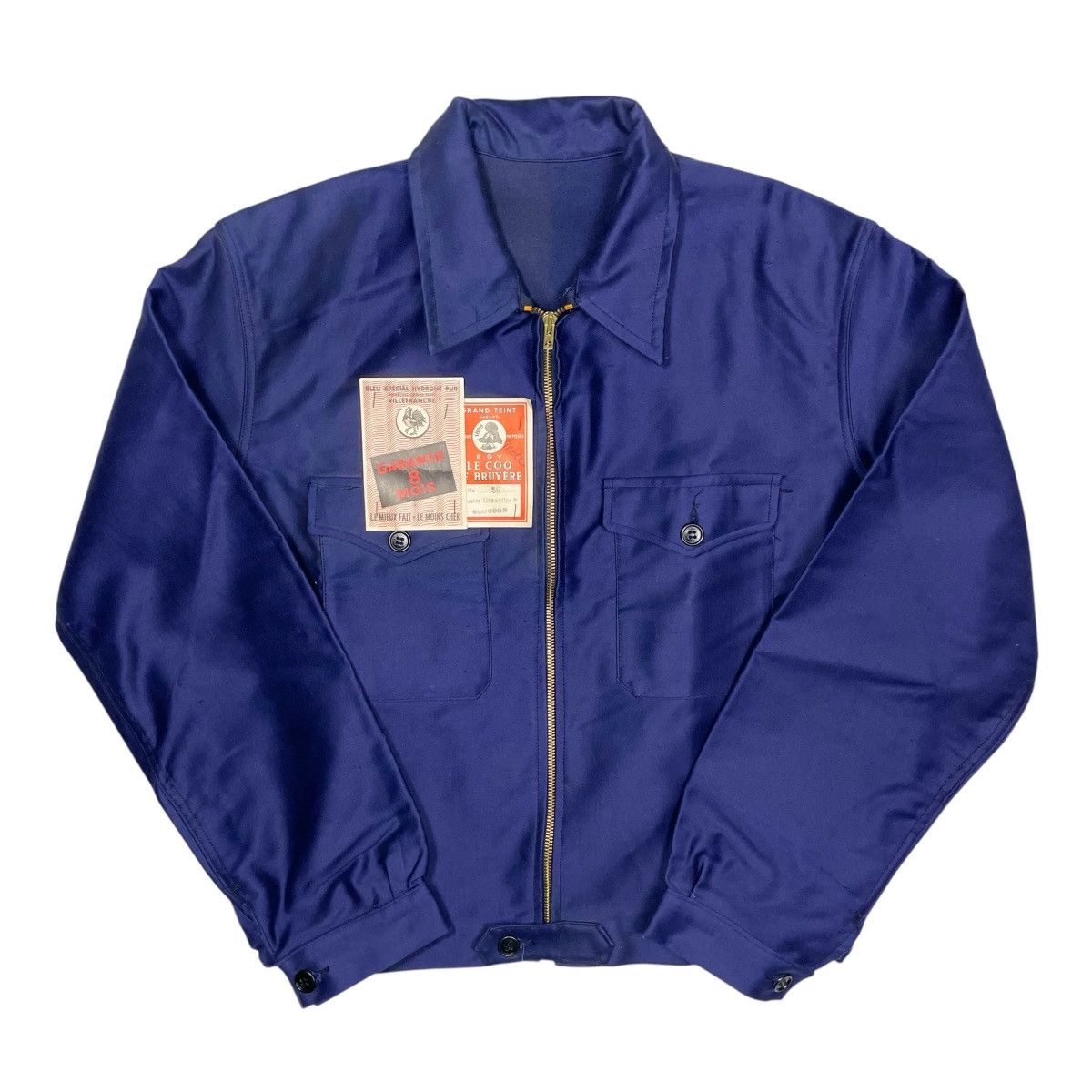 Vintage 1940s French Moleskin Cyclist Jacket - Large Size US L / EU 52-54 / 3 - 1 Thumbnail