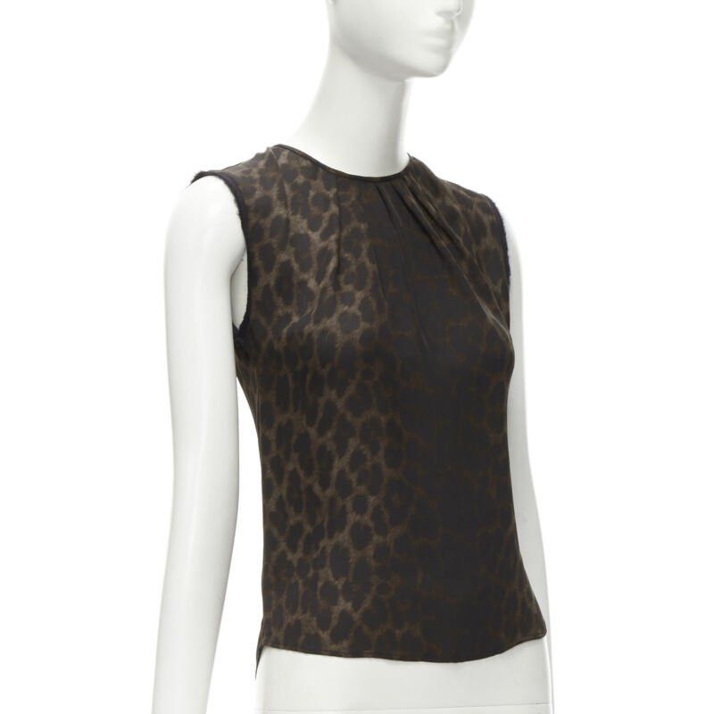 Giambattista Valli GIAMBATTISTA VALLI silk brown black ombre leopard gathered neck vest IT38 XS Size XS / US 0-2 / IT 36-38 - 1 Thumbnail