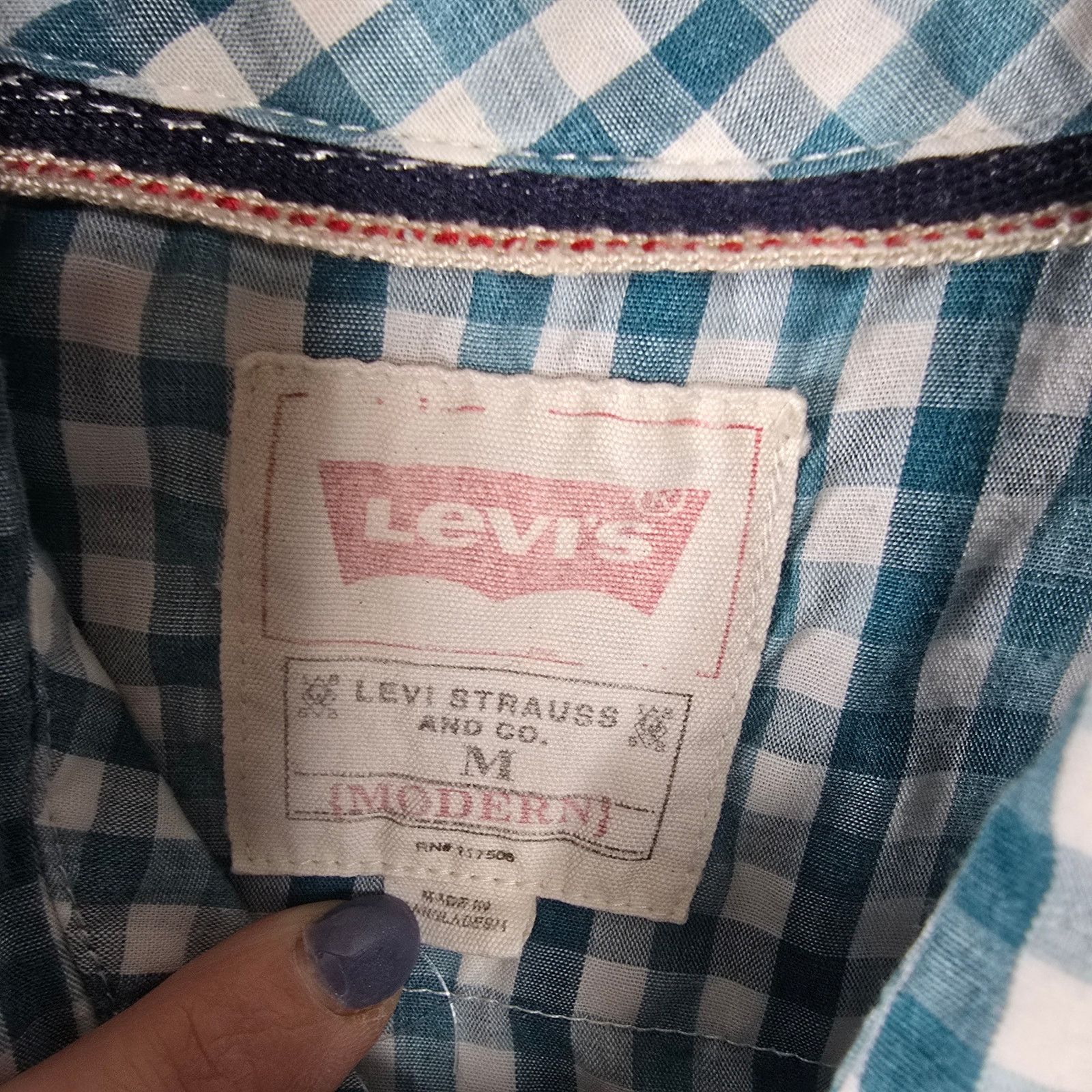 Levi's Levi's Pearl Snap Modern Western Teal White Plaid Shirt M Size US M / EU 48-50 / 2 - 3 Thumbnail