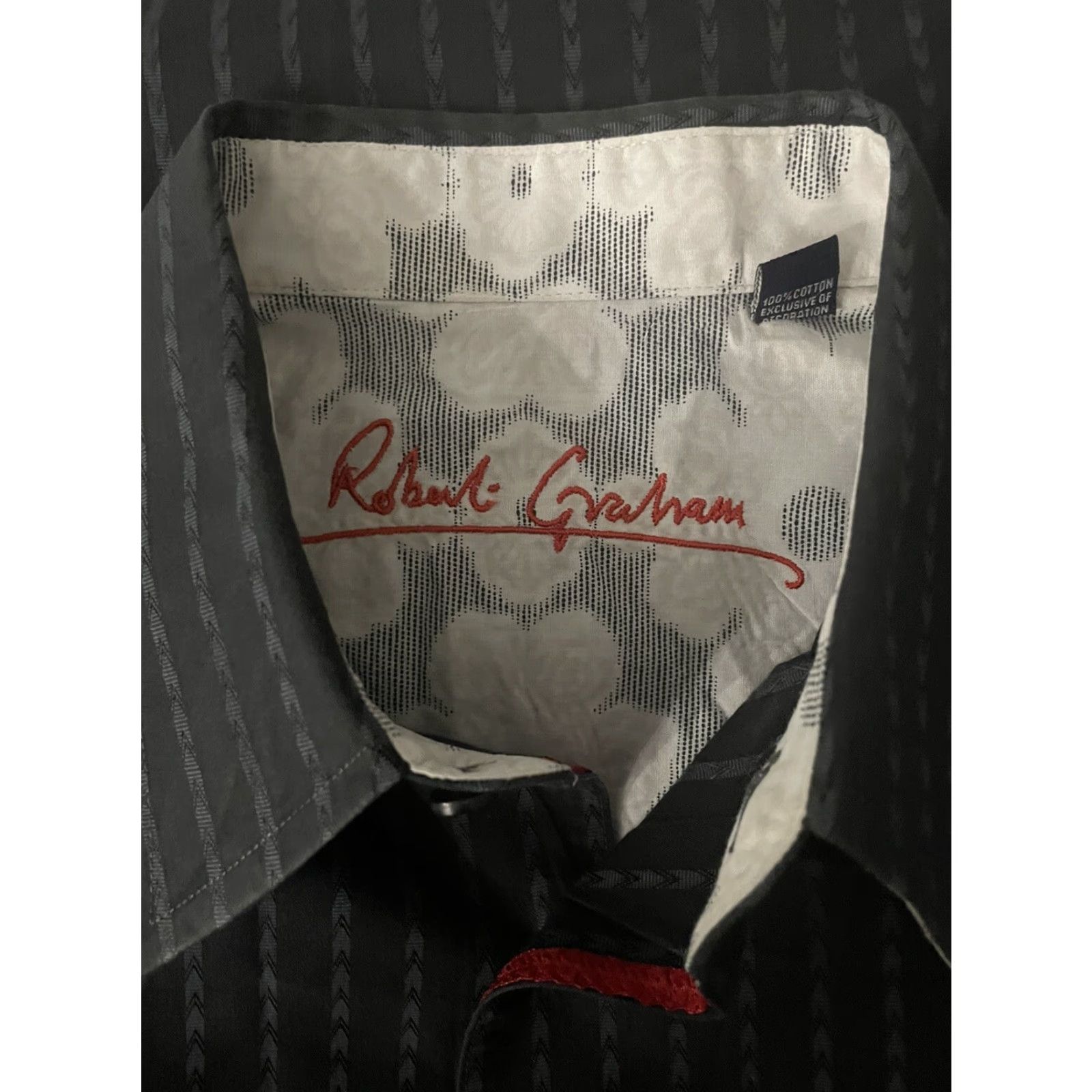 Robert Graham ROBERT GRAHAM Shirt Black Striped Button-Down M Adult Men's Cotton Regular with Flip Cuff Size US M / EU 48-50 / 2 - 6 Thumbnail