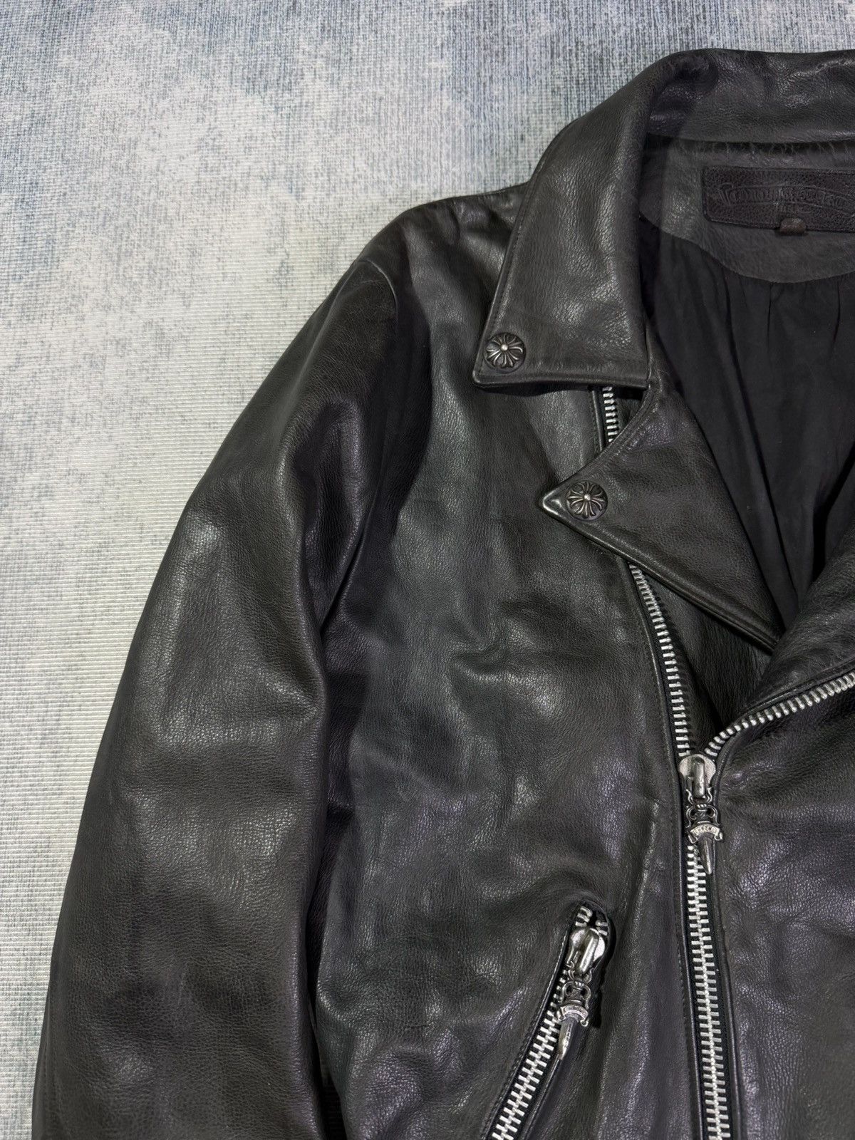 Chrome Hearts RARE! VINTAGE FIRST DAGGER PULL LEATHER JACKET Size US L / EU 52-54 / 3 - 7 Thumbnail