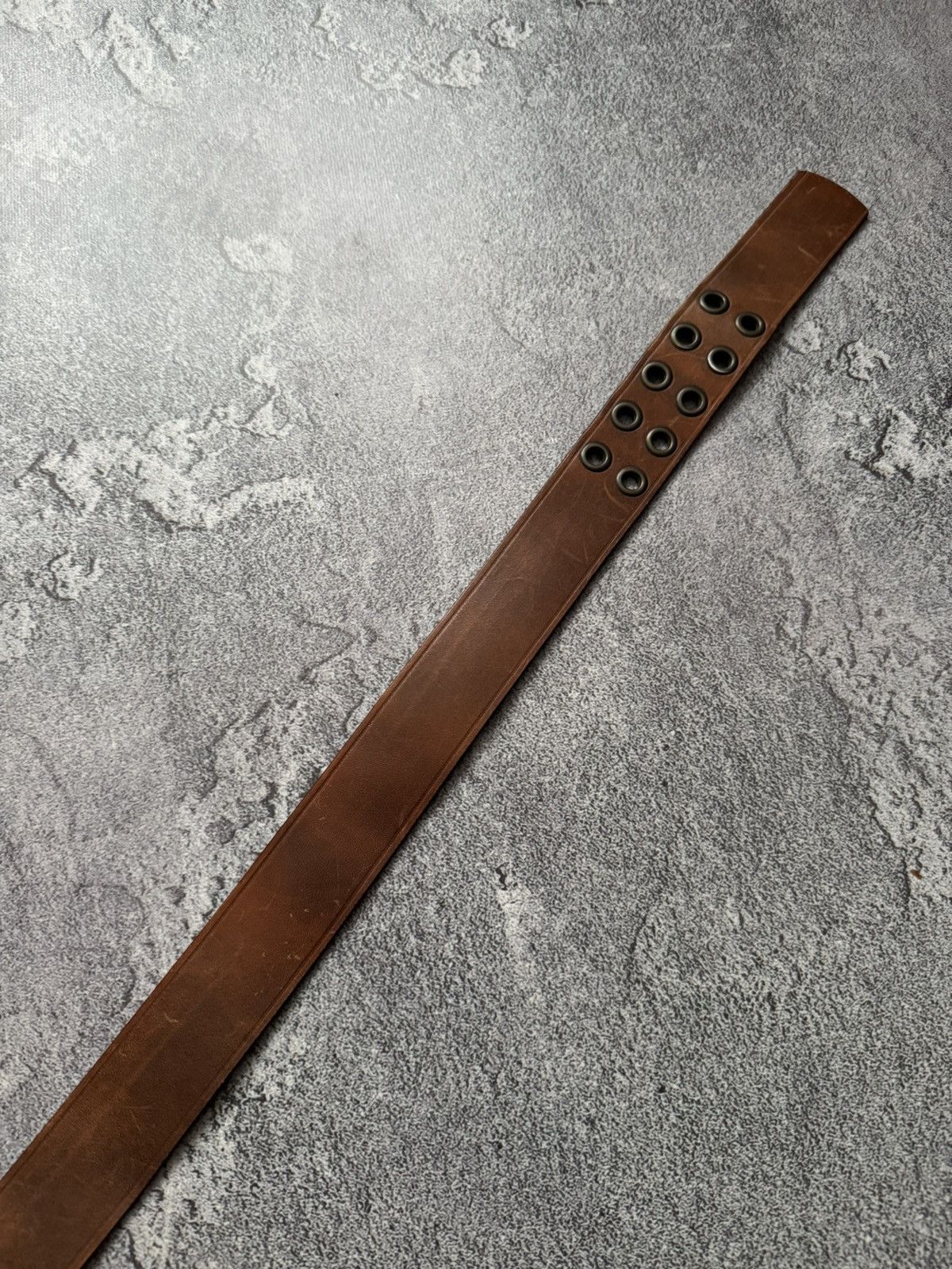 Diesel × Diesel Black Gold Diesel 100cm vintage brown leather belt biker Size ONE SIZE - 6 Thumbnail