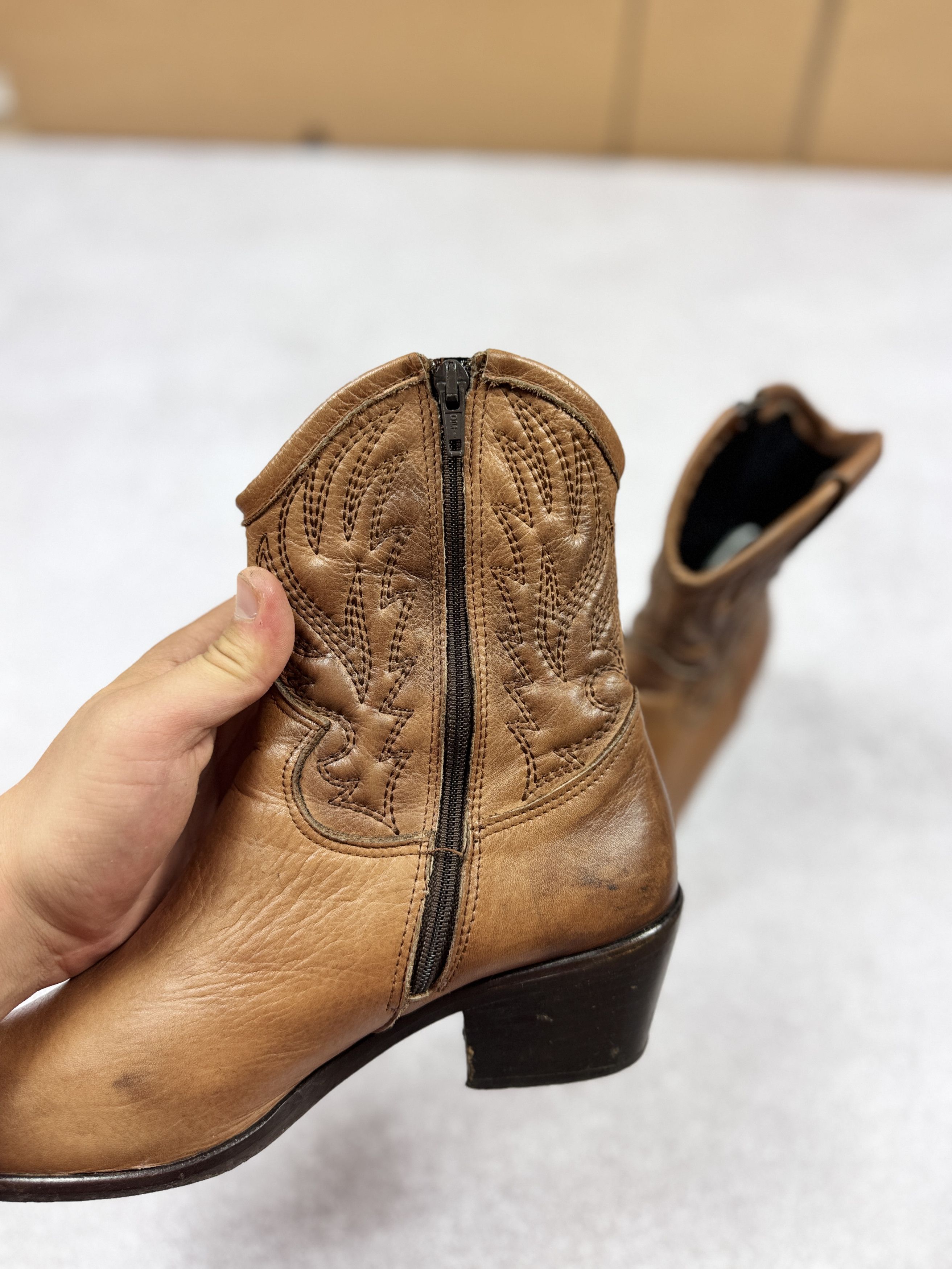 Other Manfield Cowboy Brown Leather Boots Size 38 / 24 cm Size US 8 / IT 38 - 5 Thumbnail