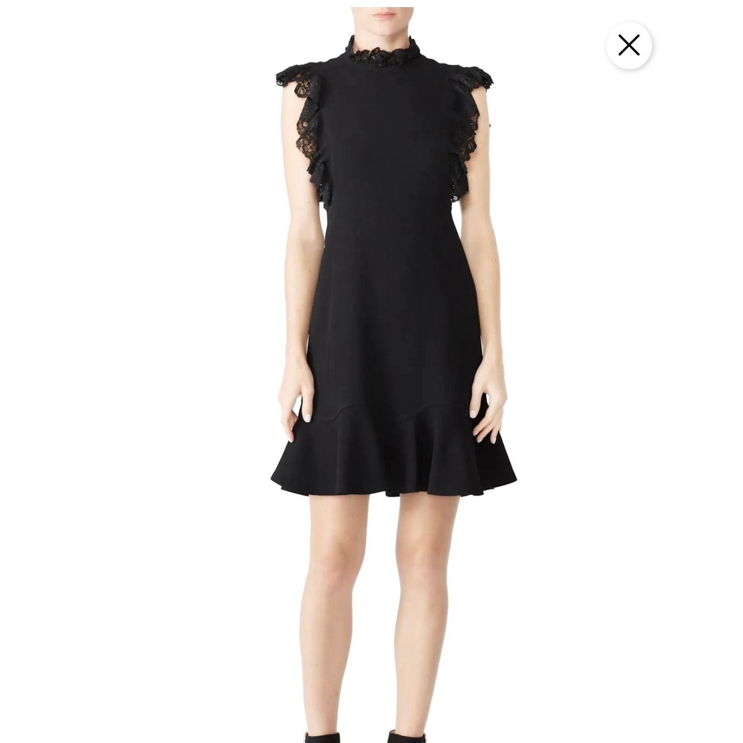 Rebecca Taylor Black Pointelle Knit Mock Neck Sweater Dress