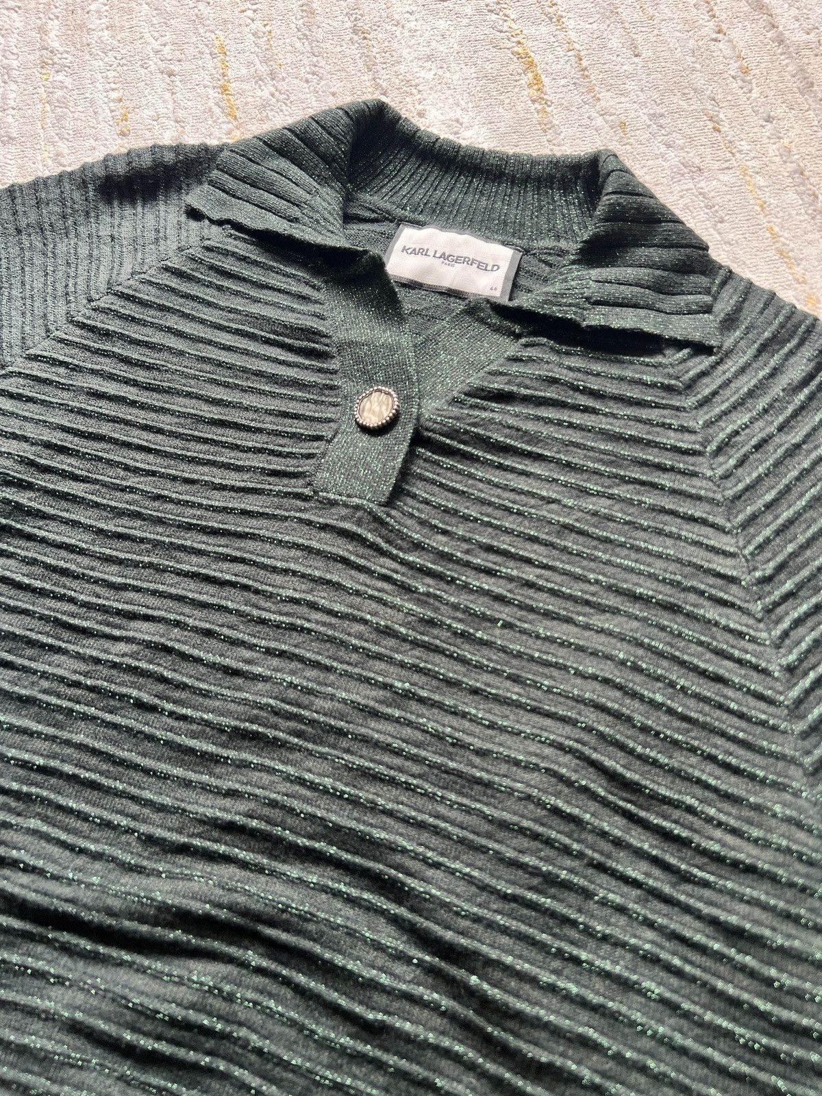Karl Lagerfeld Karl Legerfeld Pleated Glitter Top/Sweater Size M / US 6-8 / IT 42-44 - 6 Thumbnail