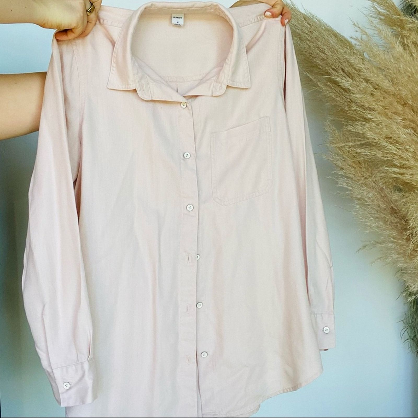 Old Navy NEW OLD NAVY Blush Soft Pink Tencel Button Shirt Top Blouse Size M / US 6-8 / IT 42-44 - 7 Thumbnail