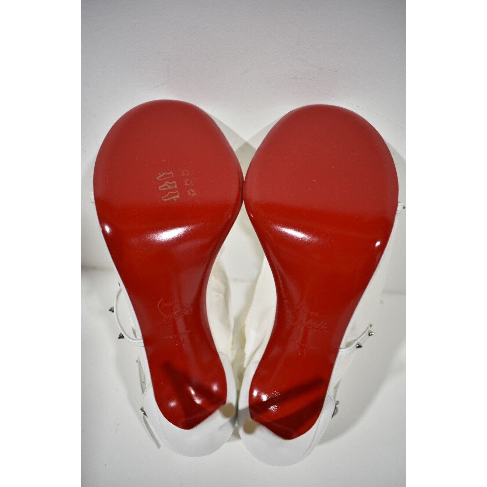 Christian Louboutin Riojana Spikes 100 White Ankle Strappy Sandal Heel Pump 41 Size US 11 / IT 41 - 12 Thumbnail