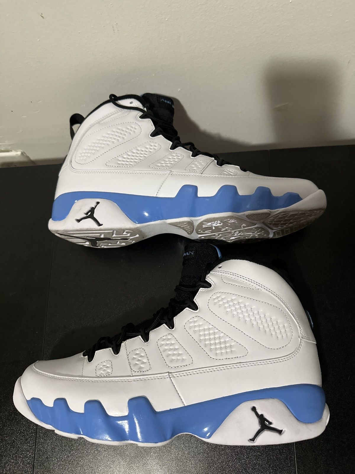 image of Air Jordan 9 Retro Powder Blue Shoes in White/Blue, Men's (Size 11)