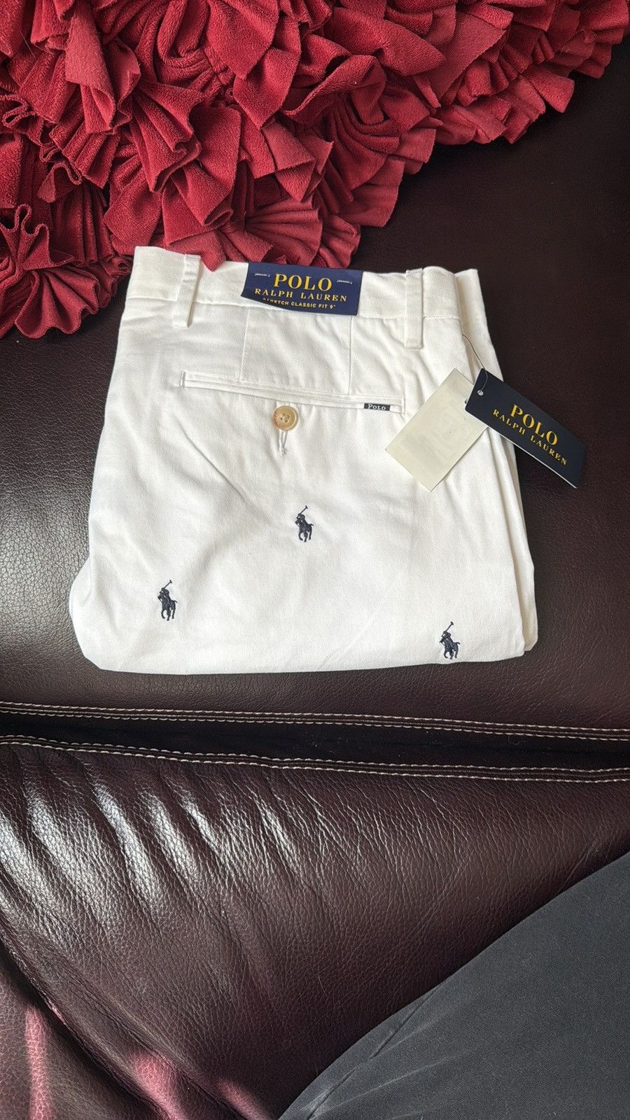 Polo Ralph Lauren NWT Polo Ralph Pony Classic Fit 9" White Blue Shorts 33W Size US 33 - 1 Thumbnail